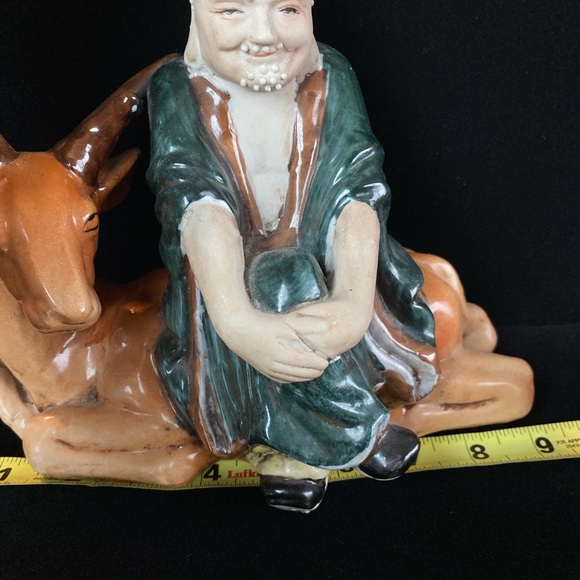 Asian Mudman On Deer Figurine Kinder-Harris Subdermal Face Unique Decor - Picture 9 of 10